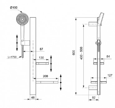 Ideal Standard, Idealrain Alu+ zuhanyszett, ezst, BD586SI