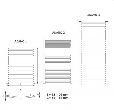 Radeco, Adamo GOLD, ves raditor, 700x500