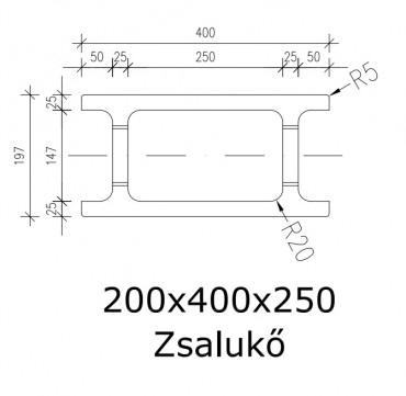 SW N Zsaluzelem 20x40x25 cm