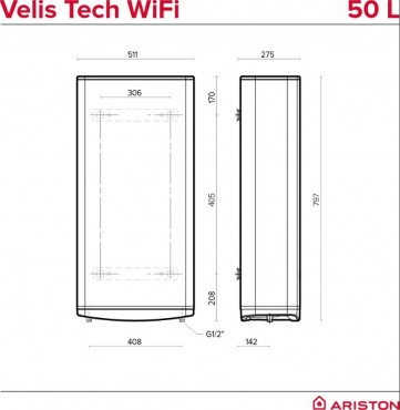 Ariston Velis Tech Wifi 50 EU Elektromos vzmelegt, 3100911