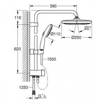 Grohe Tempesta System 250 Flex zuhanyrendszer Diverterrel